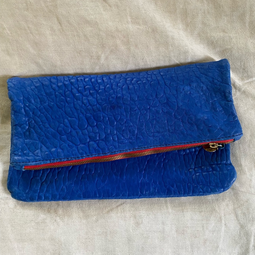 Clare V Foldover Clutch in Cobalt Blue